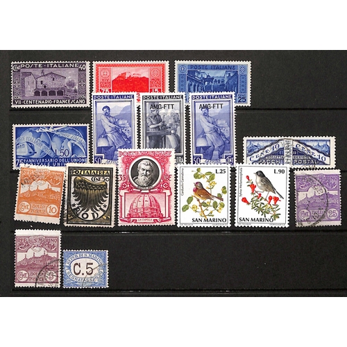 506 - EARLY TO MIDDLE PERIOD SELECTION ON STOCK CARDS: Mint & used ranges inc. some San Marino on stock sh... 