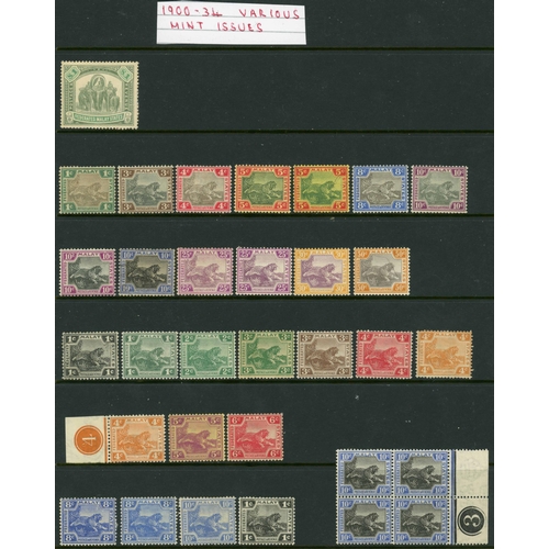 528 - 1900-1934 MINT AND USED SELECTION - PLUS MALAYAN POSTAL UNION ISSUES inc. mint 1900-34 values to 50c... 