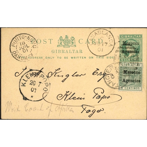 554 - FOREIGN MAIL GROUP; Quartet with 1901 5c (uprated 5c) or 10 PC to Togo cancelled by Casablanca duple... 