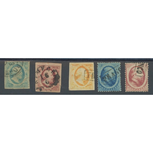 560 - EARLY PERF. & IMPERF. SELECTION: 1852-64 group on two stock cards including 5c blue, perf. & imperf.... 