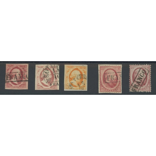 560 - EARLY PERF. & IMPERF. SELECTION: 1852-64 group on two stock cards including 5c blue, perf. & imperf.... 