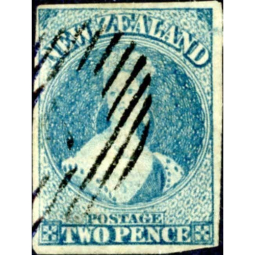 600 - 1857 2d DULL DEEP BLUE ON UNWATERMARKED PAPER: A very fine used four-margined example of this rarer ... 