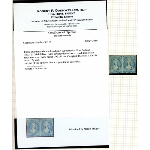 621 - 1862-64 2d BLUE SHADES - VERY WORN IMPRESSIONS ON LARGE STAR WATERMARKED PAPER; Two horizontal pairs... 