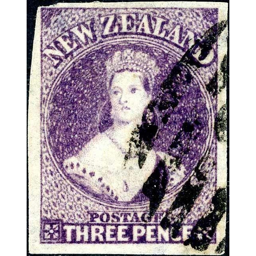 663 - 1864 3d DEEP MAUVE ON LARGE STAR WATERMARKED PAPER - AN IMPERFORATE EXAMPLE: A neatly-cancelled four... 