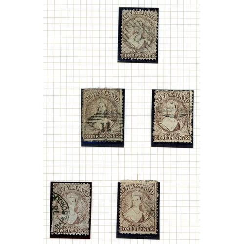 676 - 1871-73 LARGE STAR WATERMARK PERFORATED 12½ - USED COLLECTION: 1d brown (5 with worn impressions), 2... 