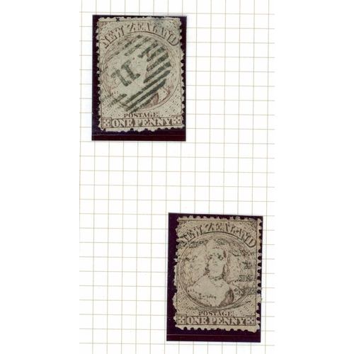 677 - 1873 NO WATERMARK GROUP: 1d brown, advanced plate wear (2), 2d vermilion (6) used, and an unused (no... 