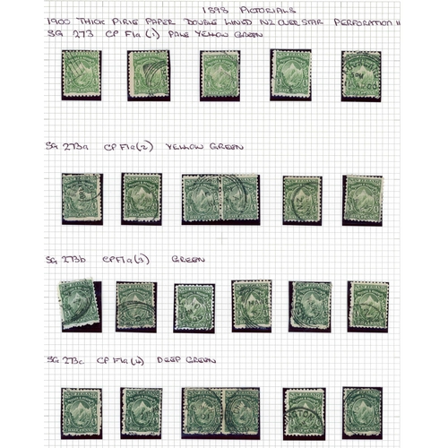 701 - 1900 NZ OVER STAR WATERMARK ON THICK SOFT PIRIE PAPER PERFORATED 11: Used selection of shades with ½... 