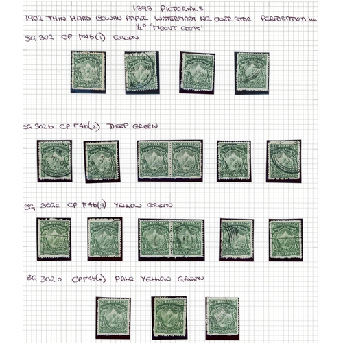 705 - 1901 ½d GREEN  BASTED MILL AND COWAN PAPER PERFORATED 14 ETC:A used selection with Basted Mill paper... 