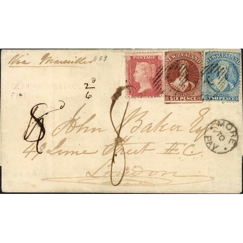 774 - ** REMARKABLE DISALLOWED GB FRANKING; 8 June 1864 E to London franked 6d red brown imperf. & 2d blue... 