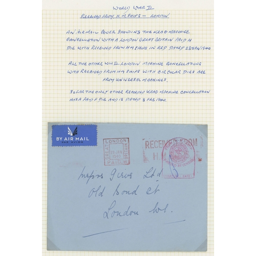 93 - WWII NAVAL CENSOR MAIL: Collection of covers written up on album leaves, demonstrating a wide variet... 