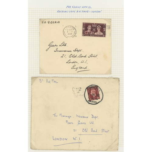 93 - WWII NAVAL CENSOR MAIL: Collection of covers written up on album leaves, demonstrating a wide variet... 