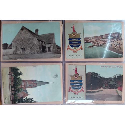 194 - COMPREHENSIVE COLLECTION OF WORTHING: Two well-filled postcard binders containing a wide variety of ... 