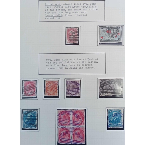 332 - OVAL PARCEL CANCELLATIONS: A collection in an album of mainly Small Queen issues but some other QV-Q... 