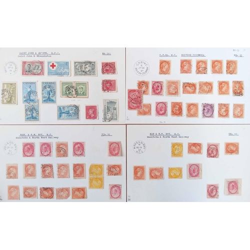 339 - CANADIAN PACIFIC RAILWAY COLLECTION: Accumulation of C.P.R. Post Office cancellations on stamps both... 