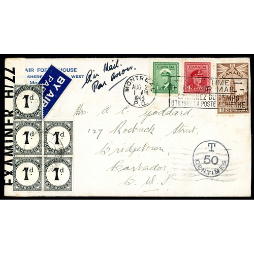 352 - 1943-44 TRANSATLANTIC AIR MAIL - UK & COMMONWEALTH: An album containing a range of air mail covers m... 