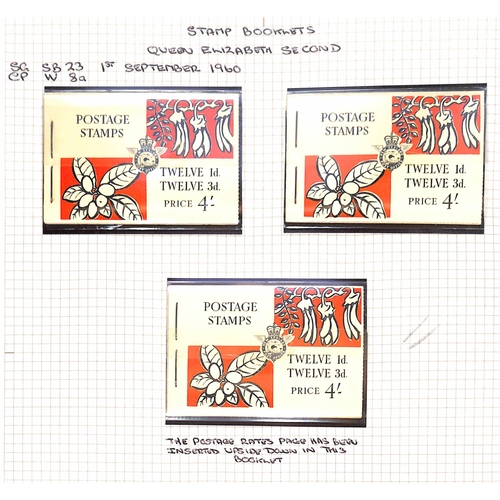 738 - 1960-64 4/- BOOKLETS INCLUDING VARIETIES: 1960 (Sep.) 4/- booklets (3, inc. one with the postal rate... 