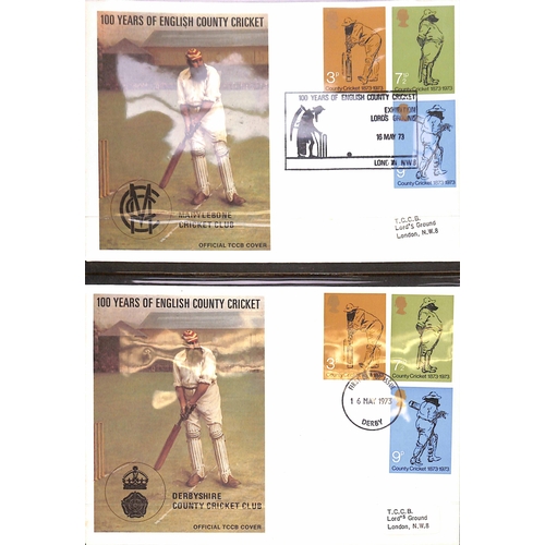 1277 - 1973 CRICKET CENTENARY & OTHERS: Two binders, one with a collection of FDCs for the 16 May 1973 Cent... 