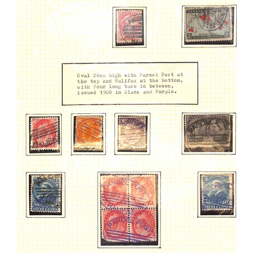 332 - OVAL PARCEL CANCELLATIONS: A collection in an album of mainly Small Queen issues but some other QV-Q... 