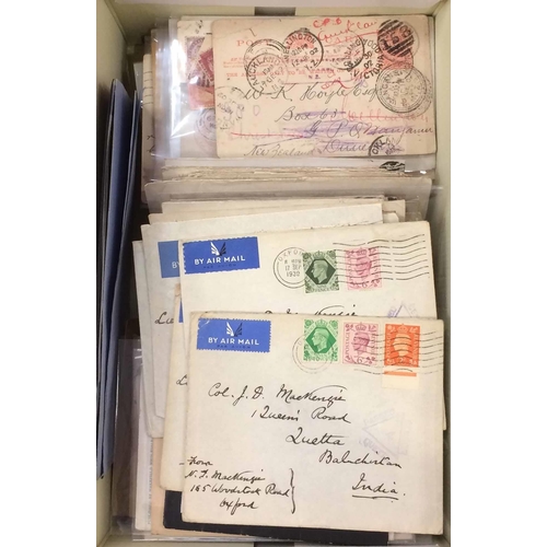 166 - QV-QEII MIXTURE OF MAIL IN A SHOEBOX - mostly covers and cards, with QV 1d pink range (6) etc, stren... 