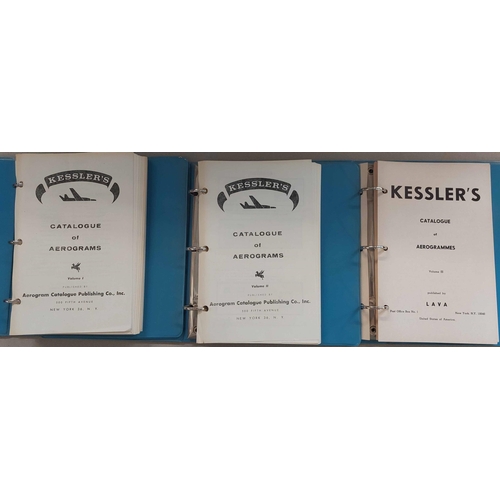 411 - KESSLER'S CATALOGUE OF AEROGRAMMES vols. 1-3. Housed in specially produced binders, the lettering on... 