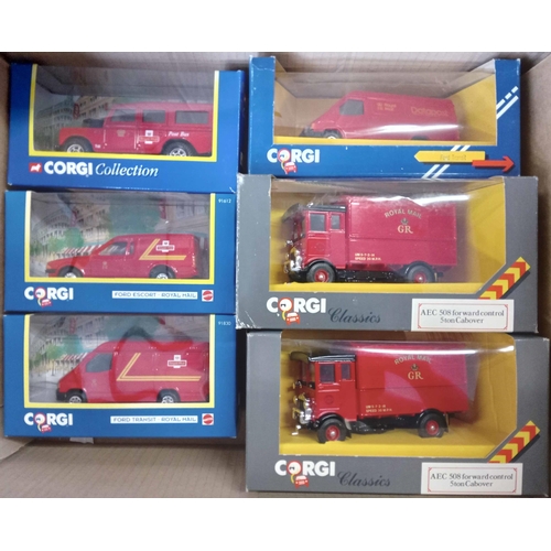 92 - POST OFFICE VEHICLE MODELS: Four large cartons housing a collection of 71 Corgi, Matchbox, Dinky, Ro... 