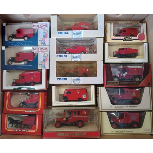 92 - POST OFFICE VEHICLE MODELS: Four large cartons housing a collection of 71 Corgi, Matchbox, Dinky, Ro... 