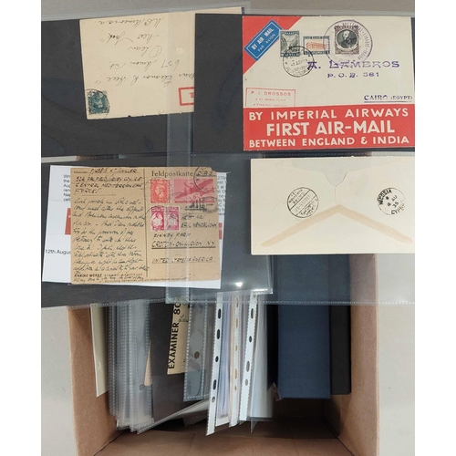 40 - WORLDWIDE COVERS INCLUDING AIRMAILS: Carton containing an interesting assortment of covers and cards... 