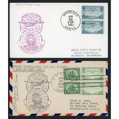 108 - PAN AMERICAN AIRWAYS - FLIGHT FAM14 - THE HONG KONG EXTENSION: Apr. 1937 envs. (10) to USA flown on ... 