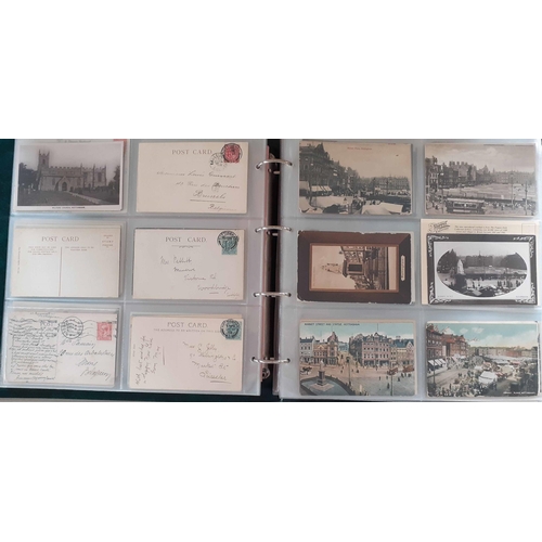 138 - NOTTINGHAM - MOSTLY 1900s-1920s: A large album containing colour, B&W and a few RP showing popular p... 