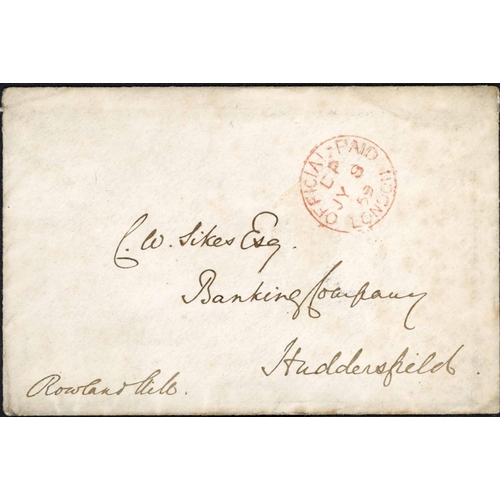 1493 - ROWLAND HILL LETTER RE: PO SAVINGS BANK; Remarkable 8 July 1859 hand-written letter on PO embossed l... 