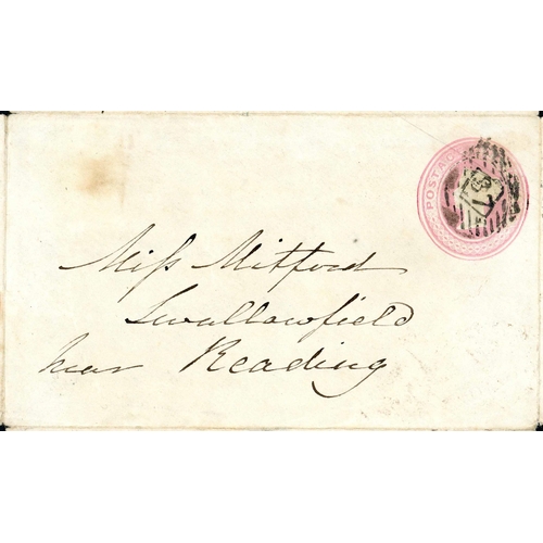 1499 - TURNED 1852 1d PINK ENVELOPE - Dec. 1852 1d pink env. (probably to the author Mary Russell Mitford) ... 