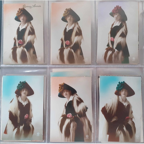 151 - FASHION HATS 1910s-1920s, PUBLISHERS 'A-N': A large collection of photographic cards, many hand-colo... 