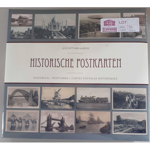 157 - ECLECTIC MIX: Large 6-up Leuchtturm Historische Postkarten album containing a wide range of vintage ... 