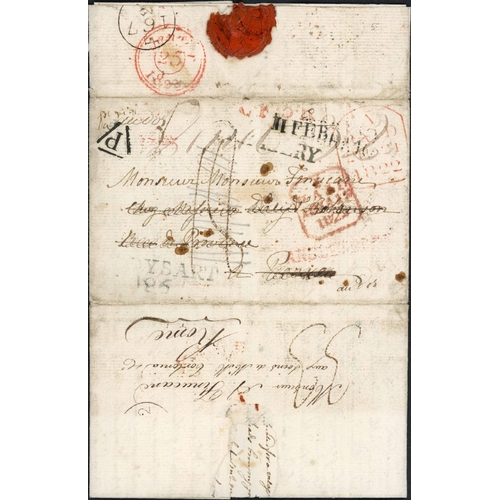 1884 - PRE-STAMP MAIL WITH NAPOLEONIC WAR REFERENCE; Unusual group with 1816 EL to London with faint 