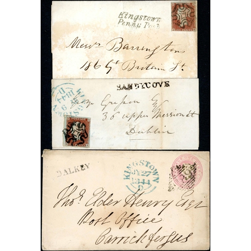 1888 - KINGSTOWN - 1842-90 RANGE OF MAIL - inc. 1842 local EL with three margin 1d red cancelled MX and 