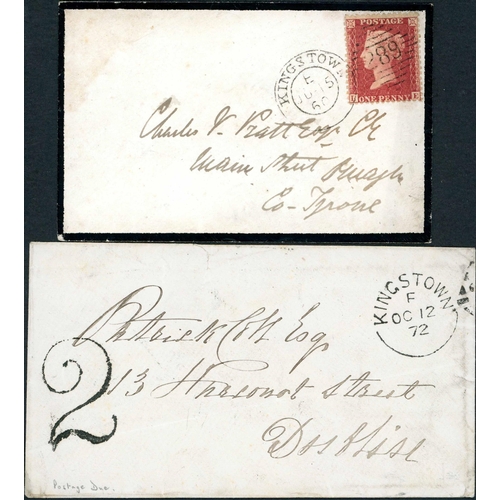 1888 - KINGSTOWN - 1842-90 RANGE OF MAIL - inc. 1842 local EL with three margin 1d red cancelled MX and 