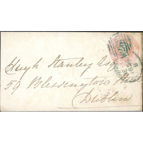 1891 - KINGSTOWN - 1856 ENGLISH TYPE SPOON IN BLUE - Dec. 1856 1d pink to Dublin cancelled with blue spoon ... 