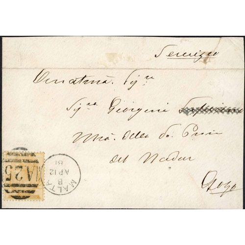 19 - 19th/20th CENTURY RANGE; Eclectic group in box file inc. 1881 local Official front franked Malta ½d ... 