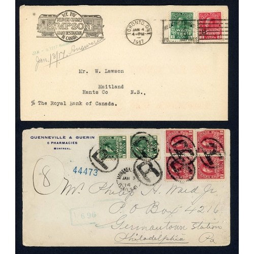 238 - 1915-18 WAR TAX STAMPS - COVERS/CARDS: Interesting group of covers and cards inc. 3 Dec. 1915 env. r... 