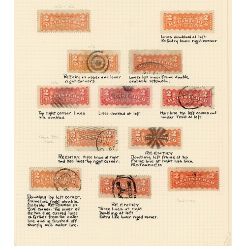 240 - REGISTRATION  STAMPS: 1875-92 interesting selection with 2c (28, inc. three mint, four with re-entri... 