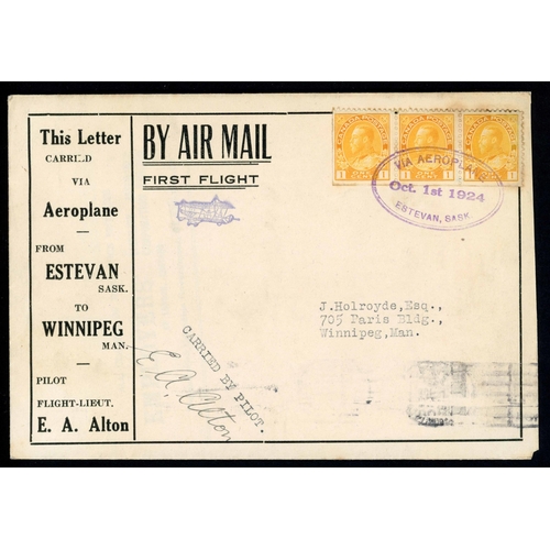 254 - AIRMAILS - TWO EARLY PIONEER COVERS: 22 Dec. 1921 large env. from Birtle to Port Blandford with KGV ... 