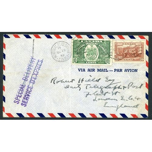 270 - 1932-49 COMMERCIAL TRANSATLANTIC AIR MAIL - TO UK, USA, COMMONWEALTH: A box housing 4 albums contain... 