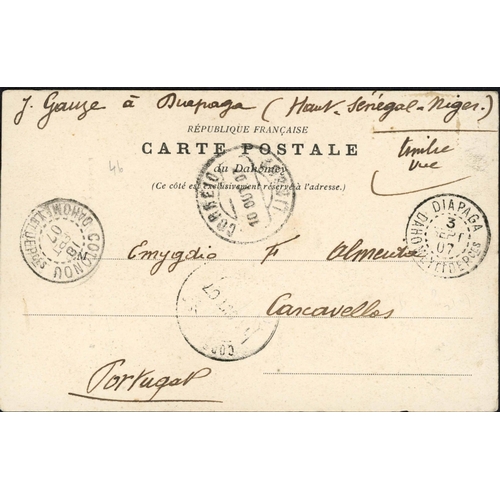 333 - BENIN/GULF OF BENIN MAIL & POSTAL STATIONERY; Small group inc. 1896 env. to Togo franked 25c tied by... 