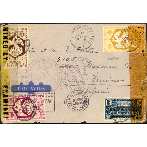 334 - CHAD 20th CENTURY MAIL; Range with 1932 env. to NY franked 3F with Fort-Lamy reg. label on front, No... 