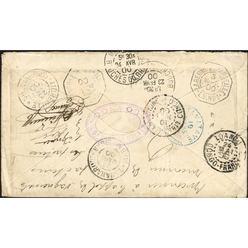 335 - FRENCH CONGO/MIDDLE CONGO MAIL; Range with 1893 10c + 10c reply-card to Cameroon cancelled with Cap ... 