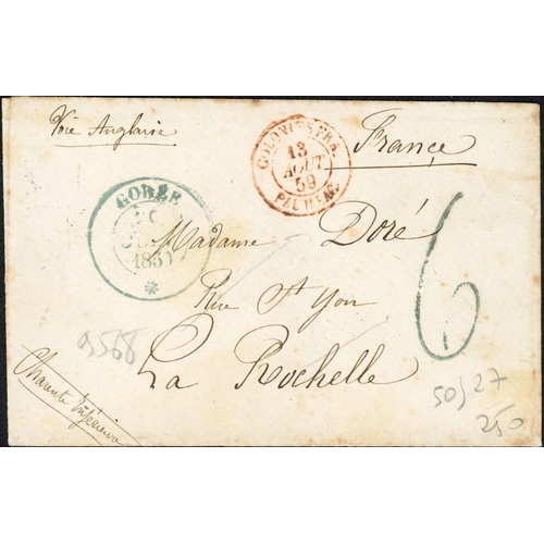 348 - SENEGAL PRE-STAMP MAIL TO FRANCE; Range with 1822 EL to Bordeaux with 