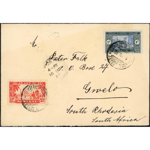 354 - SENEGAL PAQUEBOT/MARITIME MAIL; Range with 1902 PPC to Paris franked 5c tied by 