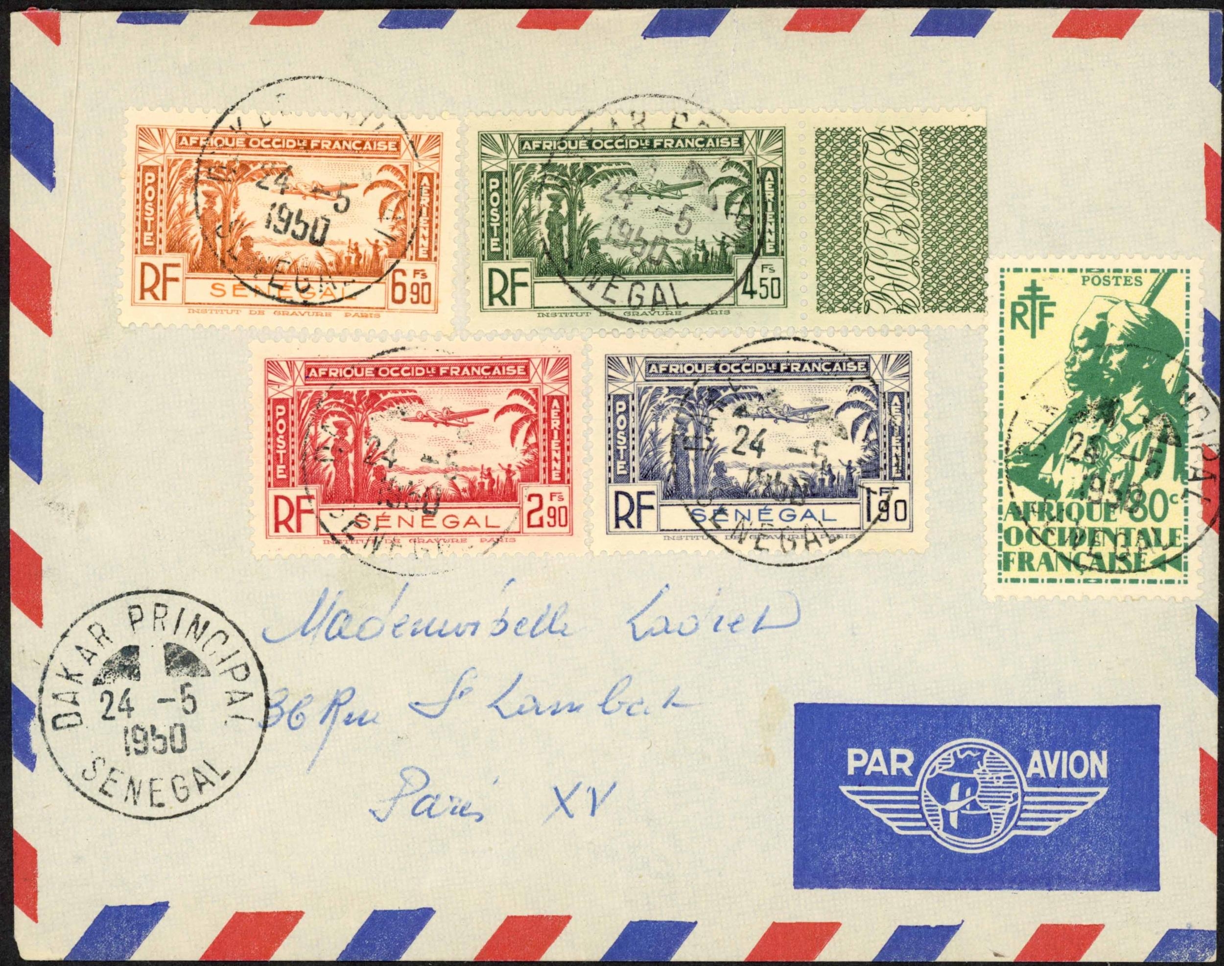SENEGAL LATER 20th CENTURY MAIL; Range with 1937 airmail env. to ...