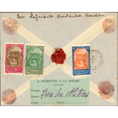 363 - FRENCH SUDAN LATER FRANKINGS; Range with 1934 'MANDAT-CARTE' to France franked 75c tied by Segou cds... 