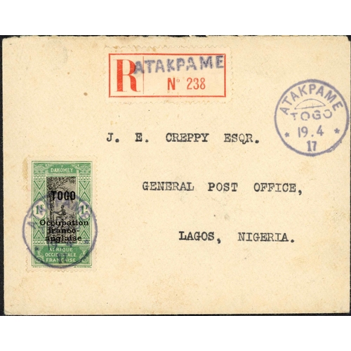 364 - TOGO 20th CENTURY MAIL GROUP; Range with 1912 10c PC to Lome and Anecho cds on front, 1917 env. to L... 